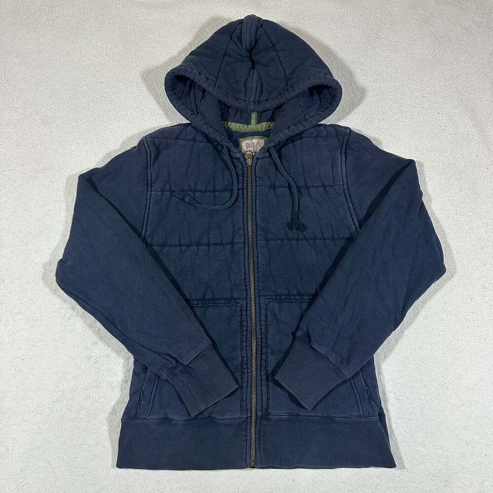 Old Navy Navy Blue Quilted Full Zip Hoodie Sweatshirt Jacket Womens